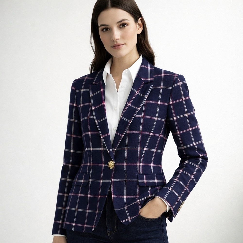 NWT Riley & Rae Reid Plaid Blazer - Size 4 Preppy Multi-Color Jacket Orig $119